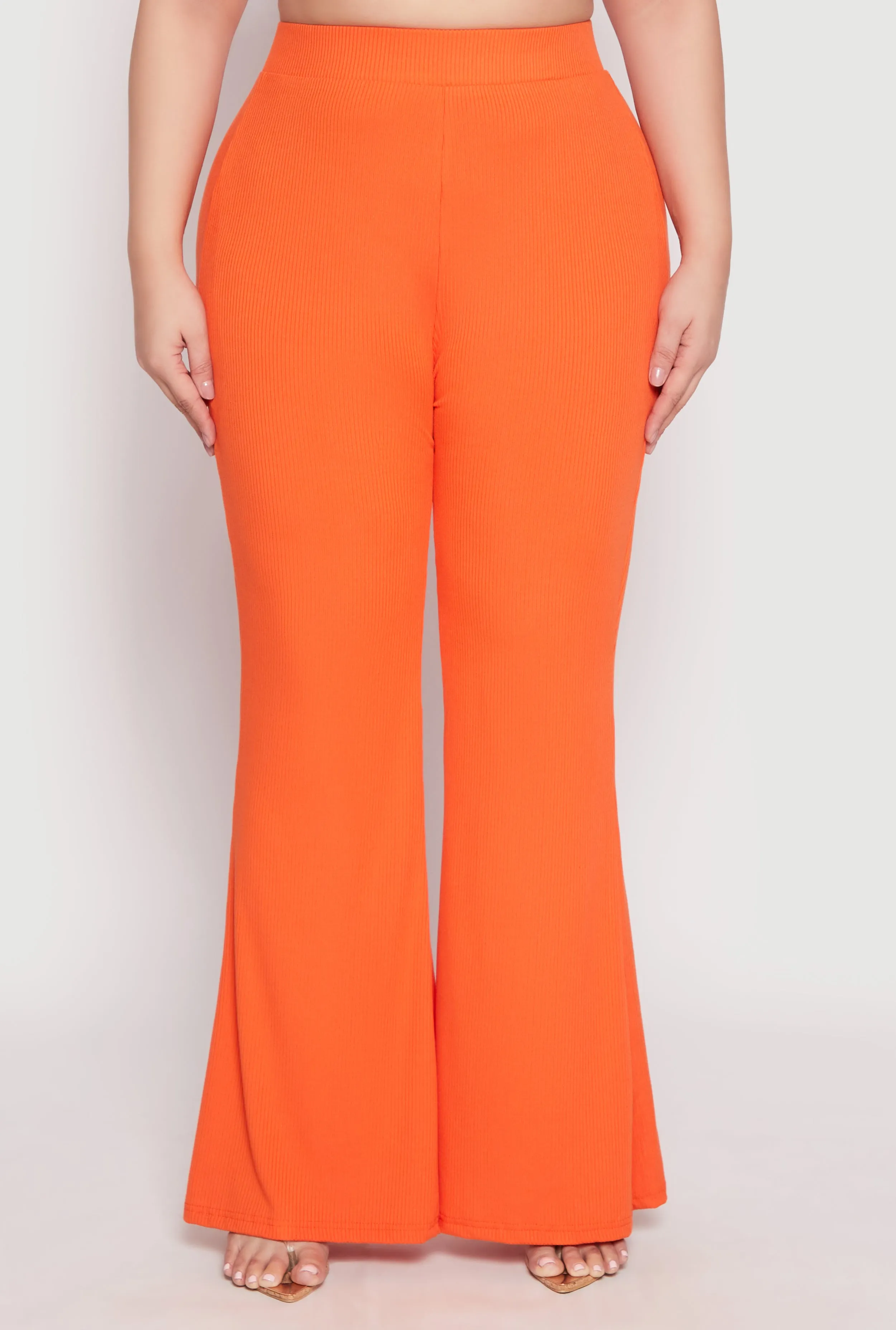 Plus Size Ribbed Knit High Waist Flared Pants sold by Rainbow product image thumbnail 3