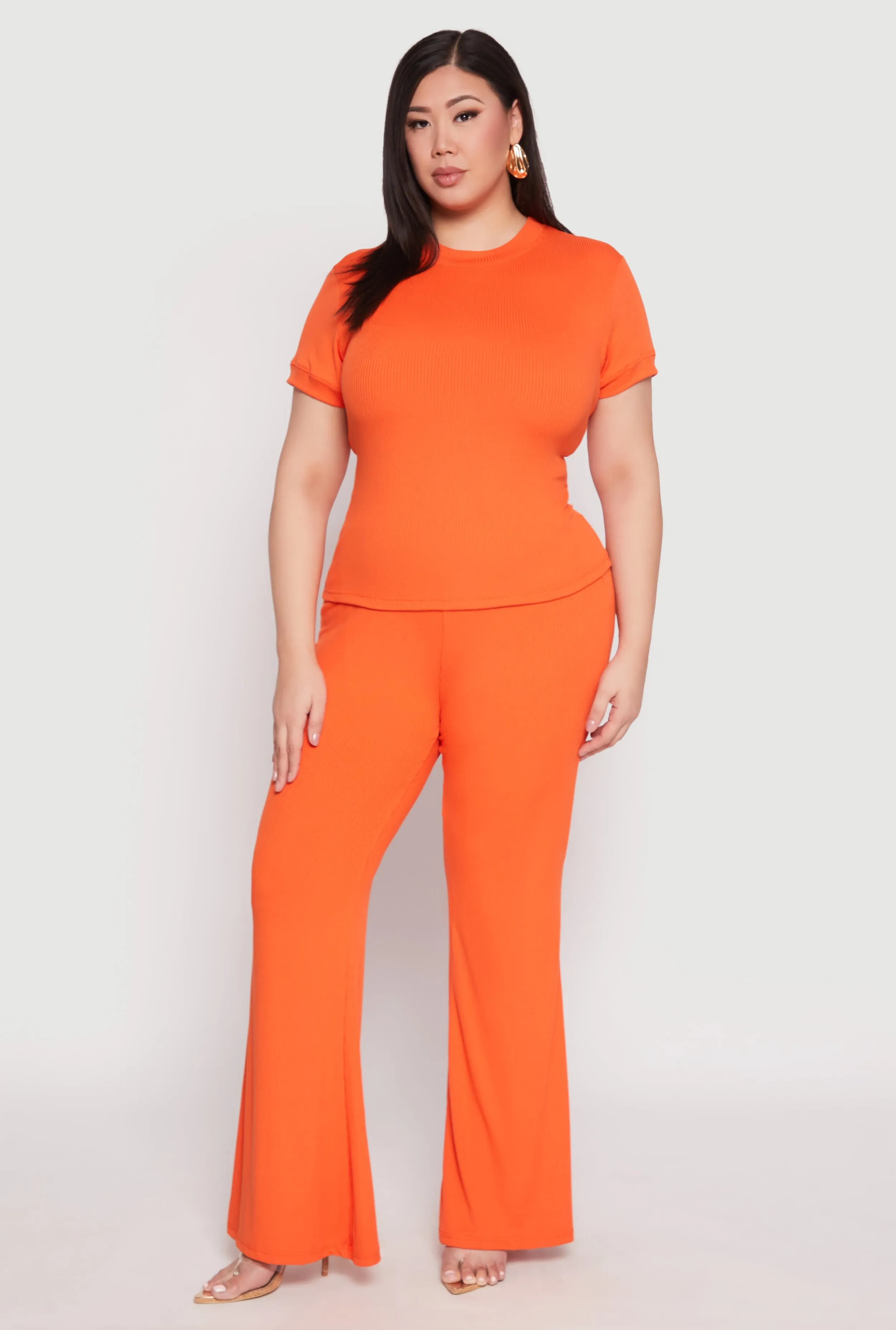 Plus Size Ribbed Knit High Waist Flared Pants sold by Rainbow product image thumbnail 2