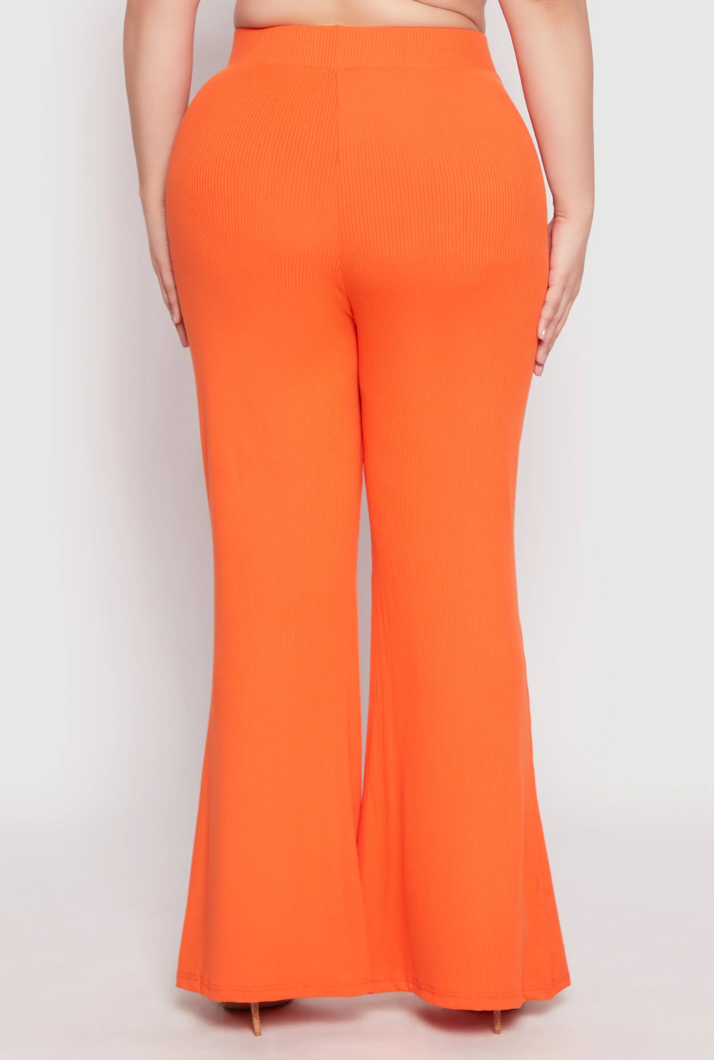 Plus Size Ribbed Knit High Waist Flared Pants sold by Rainbow product image thumbnail 5