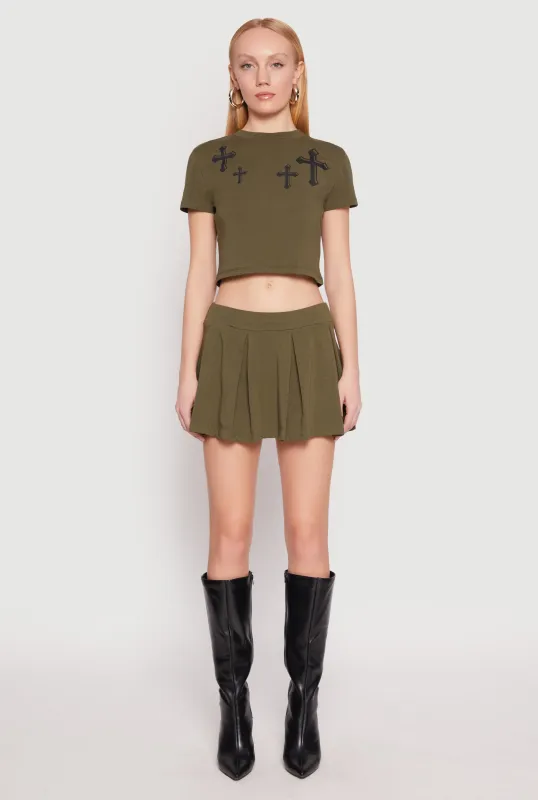 Cell Phone Pocket Pleated Skort sold by Rainbow