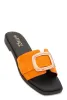 Metallic Pendant Square Toe Slide Sandals sold by Rainbow