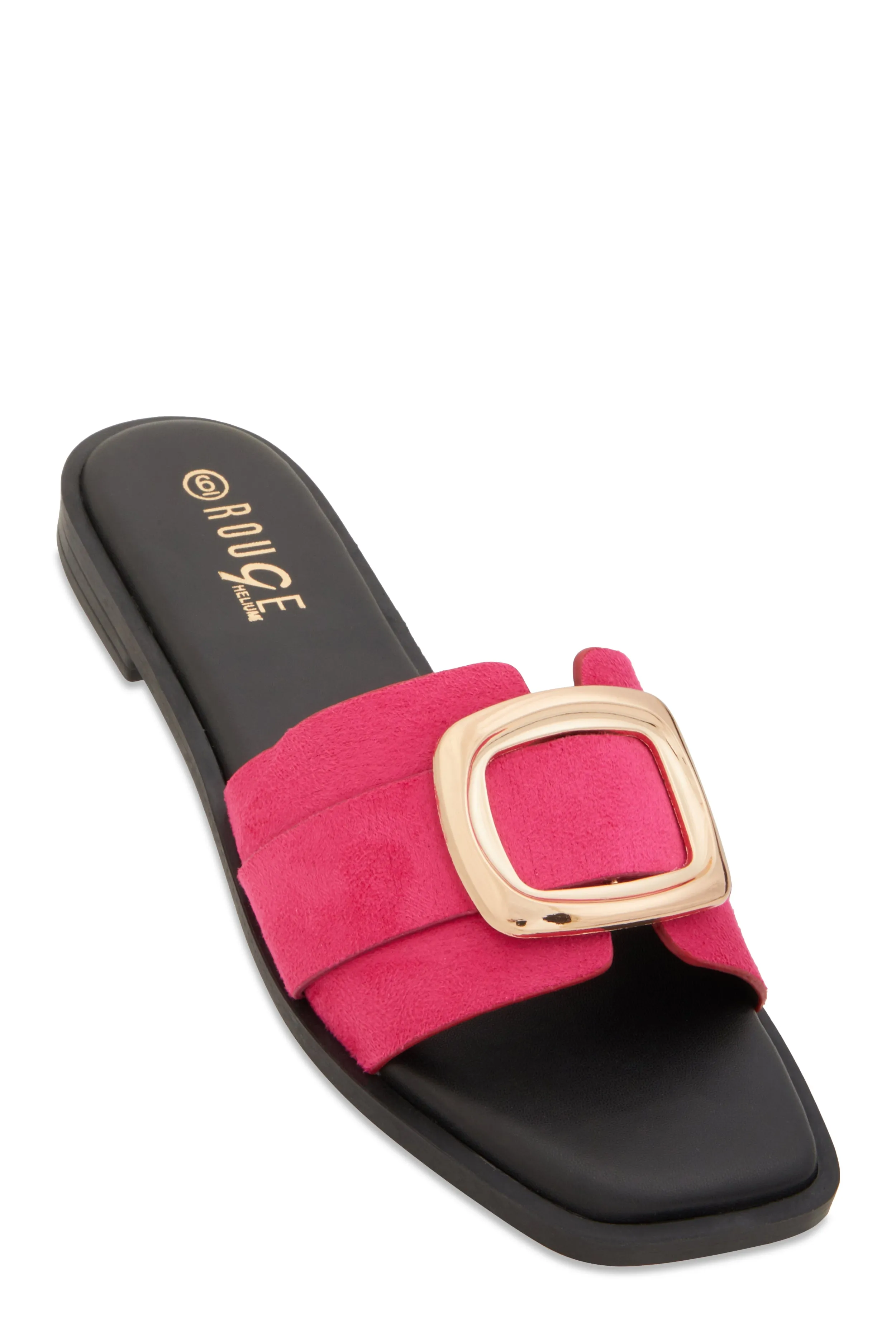 Metallic Pendant Square Toe Slide Sandals sold by Rainbow