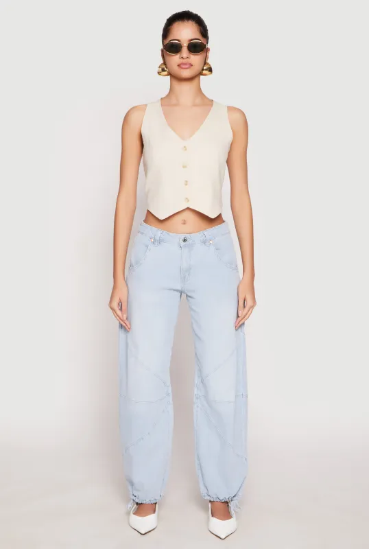 Button Front Cropped Vest sold by Rainbow