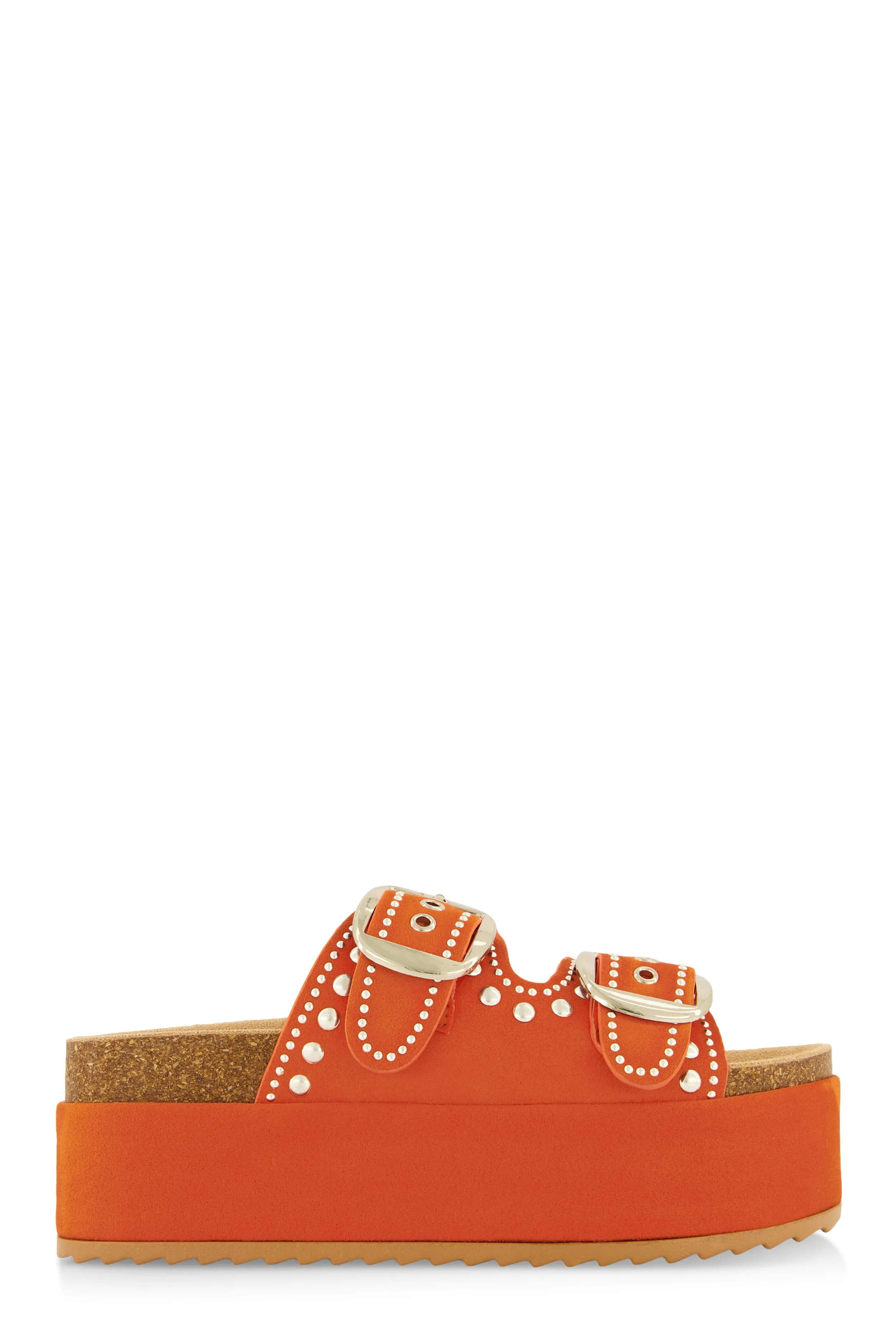 Faux Suede Studded Platform Footbed Sandals sold by Rainbow product image thumbnail 2