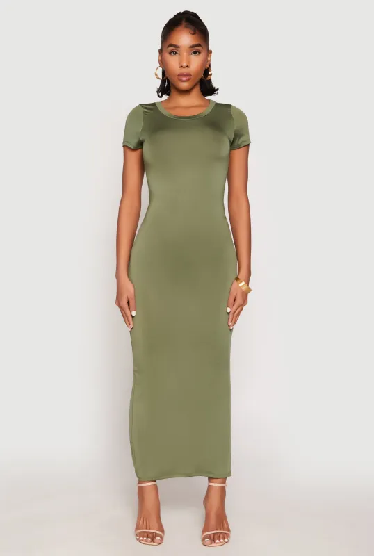 Short Sleeve Slit Back Maxi Dress sold by Rainbow