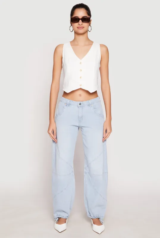 Button Front Cropped Vest sold by Rainbow