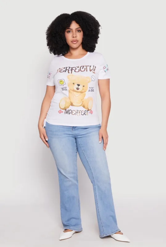 Plus Size Sequin Perfectly Imperfect Graphic Tee sold by Rainbow