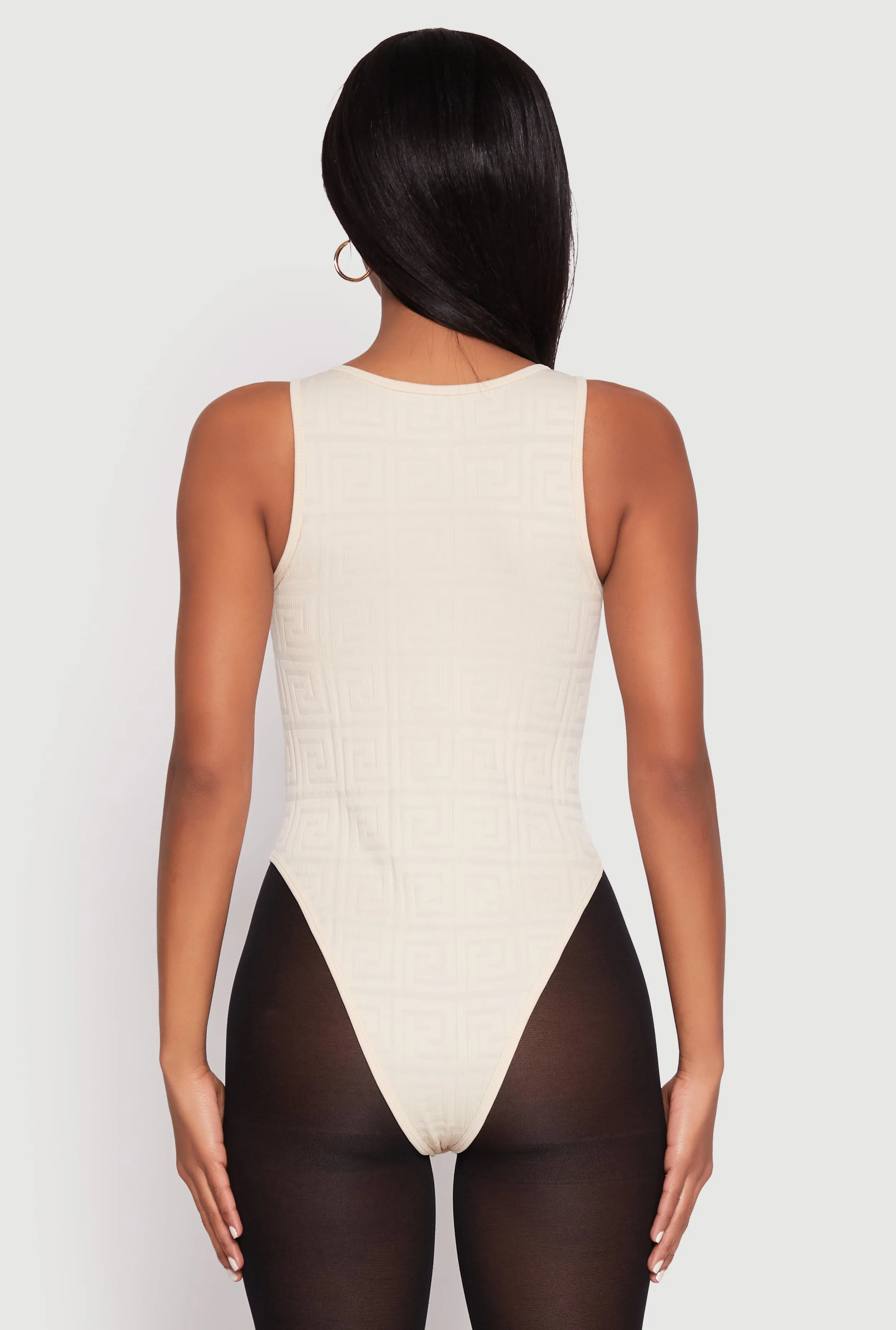 Seamless Ribbed Knit Greek Key Bodysuit sold by Rainbow product image thumbnail 5