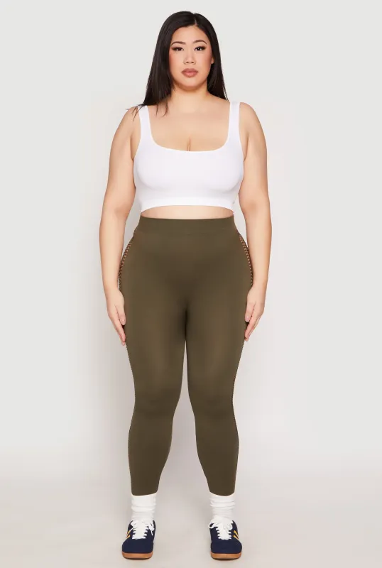 Plus Size Seamless Cut Out Side Leggings sold by Rainbow