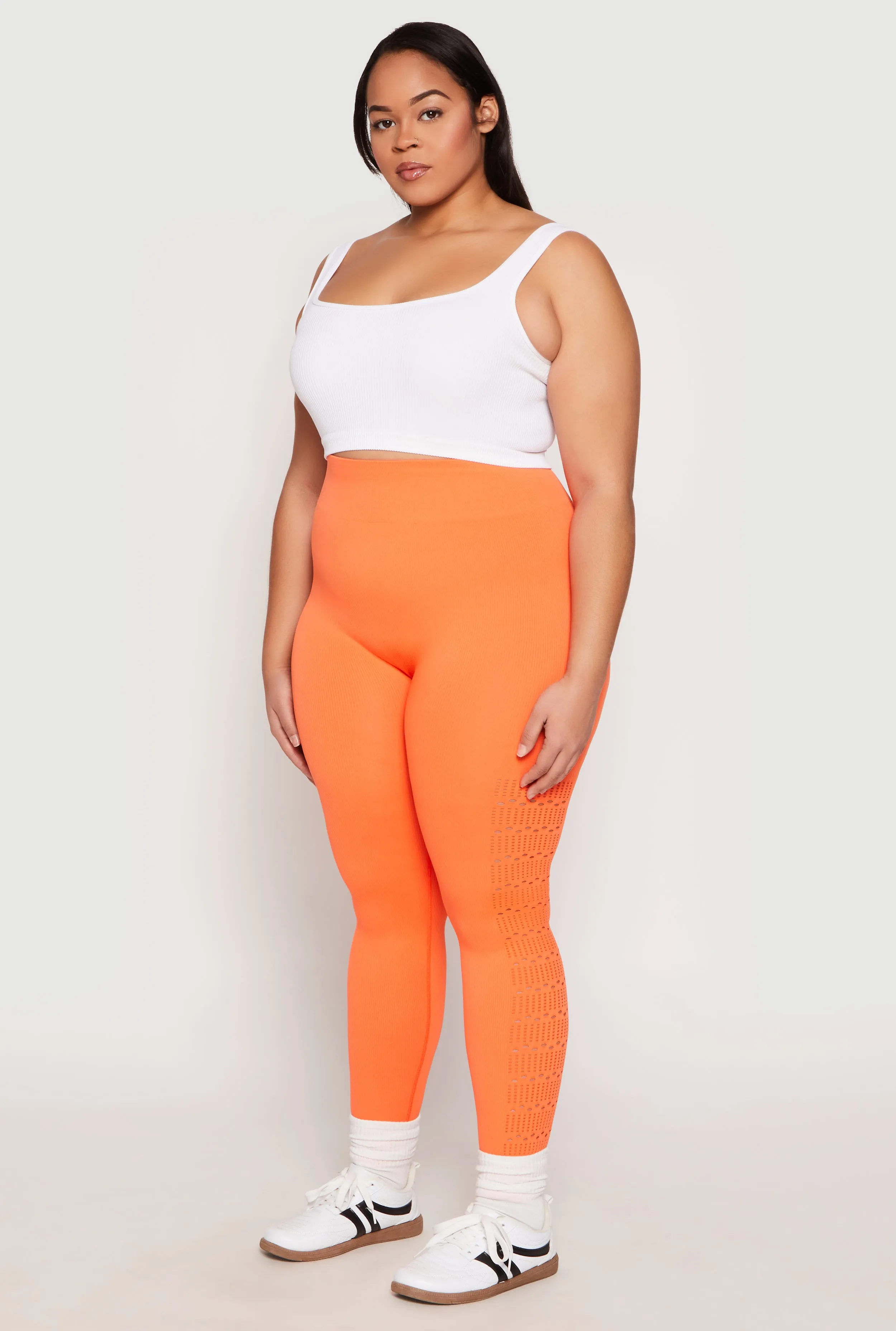 Plus Size Side Laser Cut Seamless Leggings sold by Rainbow product image thumbnail 3