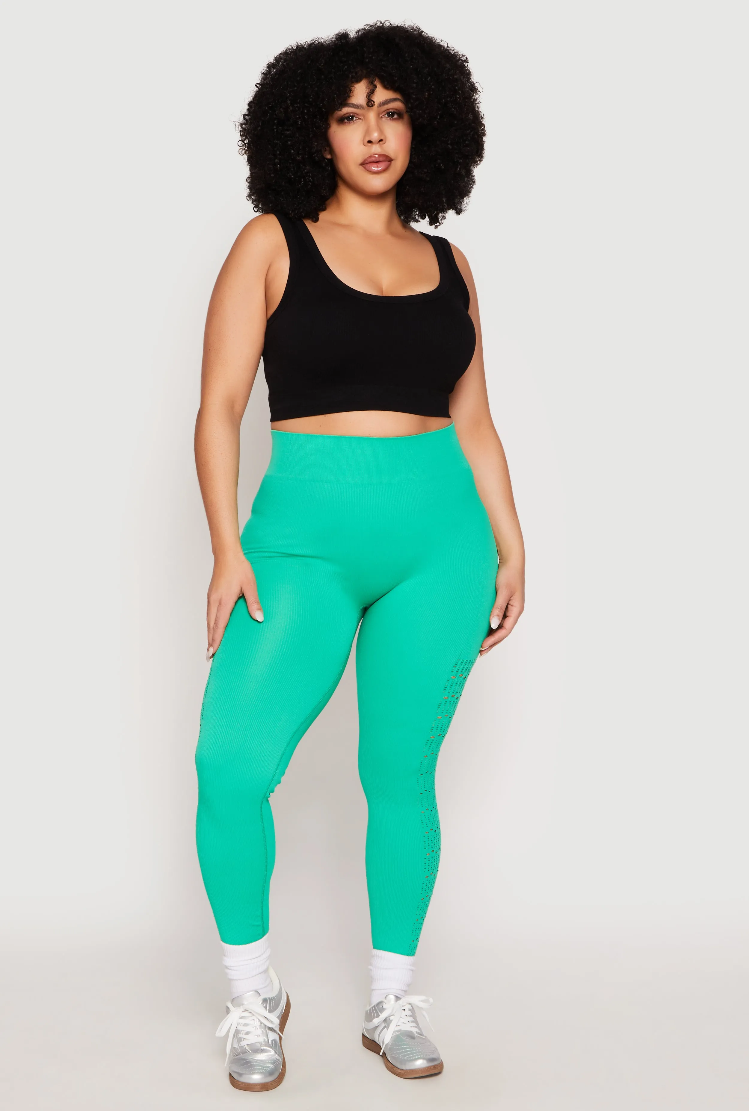Plus Size Side Laser Cut Seamless Leggings sold by Rainbow product image thumbnail 2