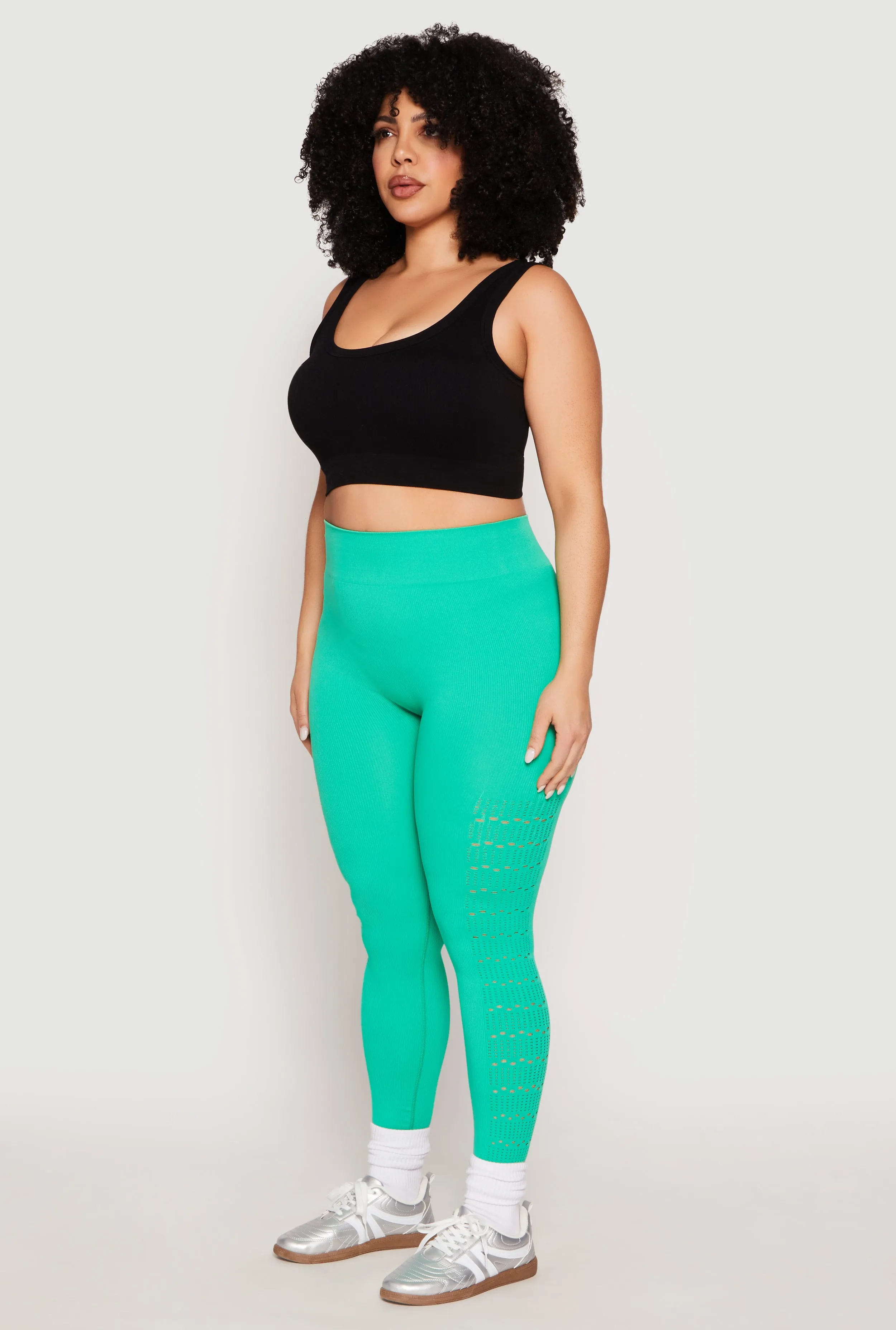 Plus Size Side Laser Cut Seamless Leggings sold by Rainbow product image thumbnail 3