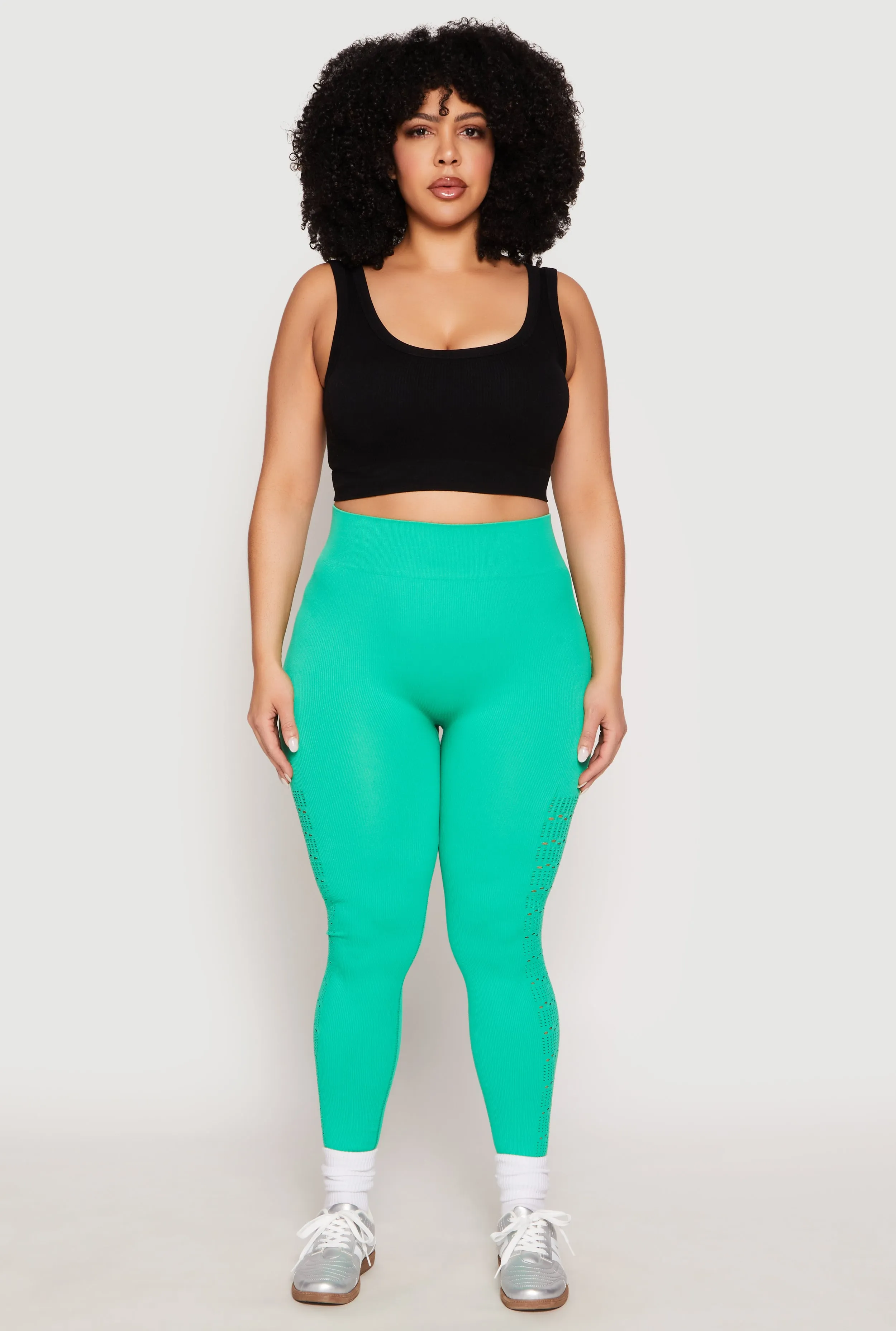 Plus Size Side Laser Cut Seamless Leggings sold by Rainbow