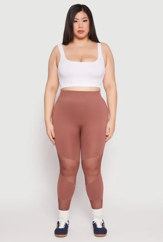 Plus Size Fishnet Detail Seamless Leggings sold by Rainbow