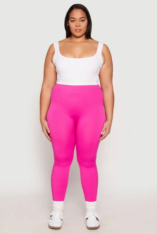 Plus Size Side Laser Cut Seamless Leggings sold by Rainbow