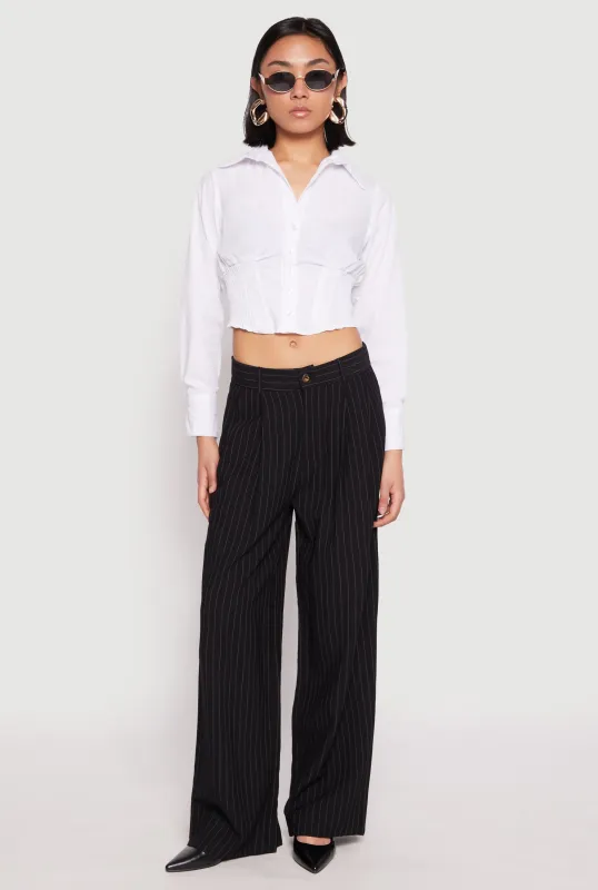 Smocked Waist Button Front Blouse sold by Rainbow