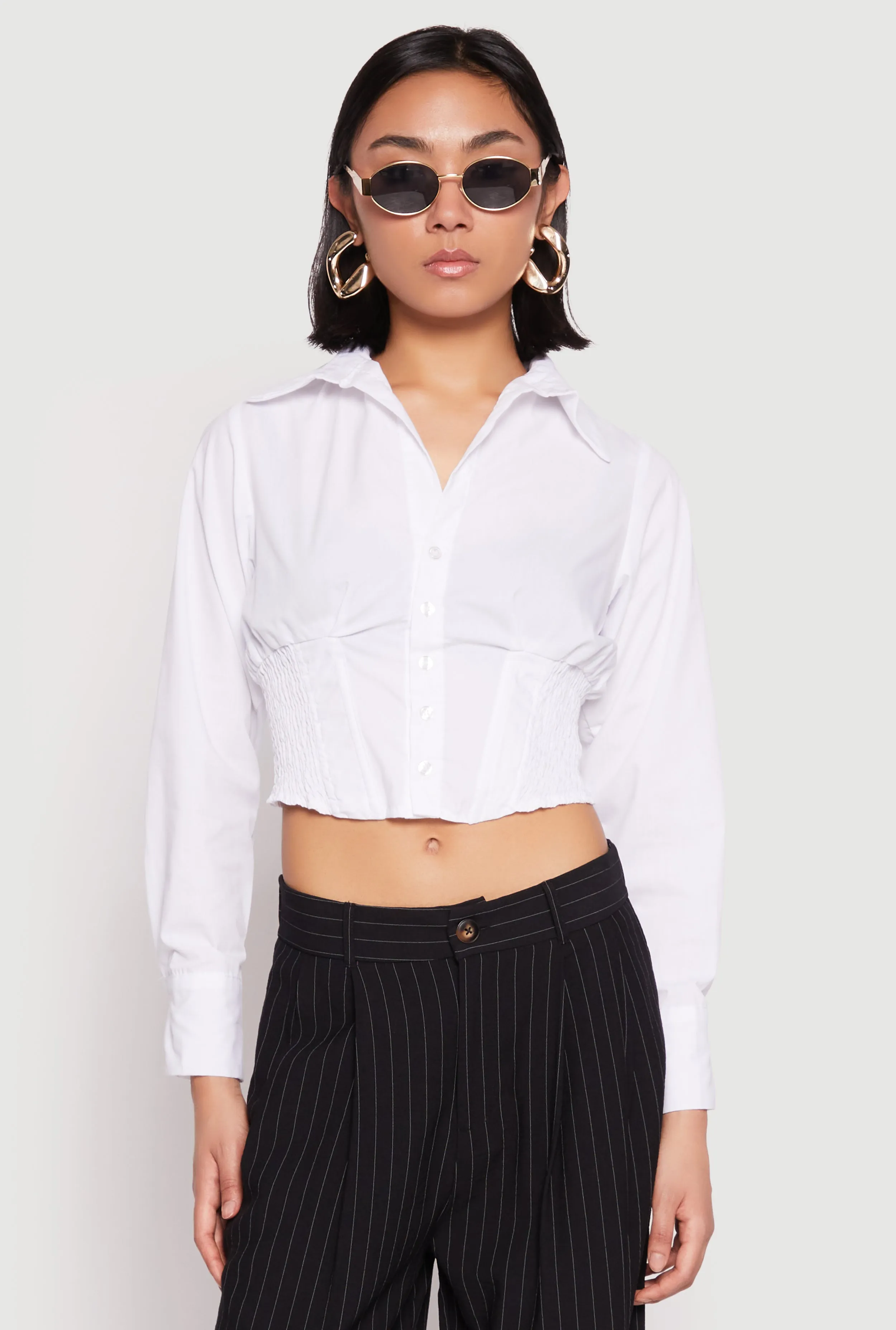 Smocked Waist Button Front Blouse sold by Rainbow product image thumbnail 2