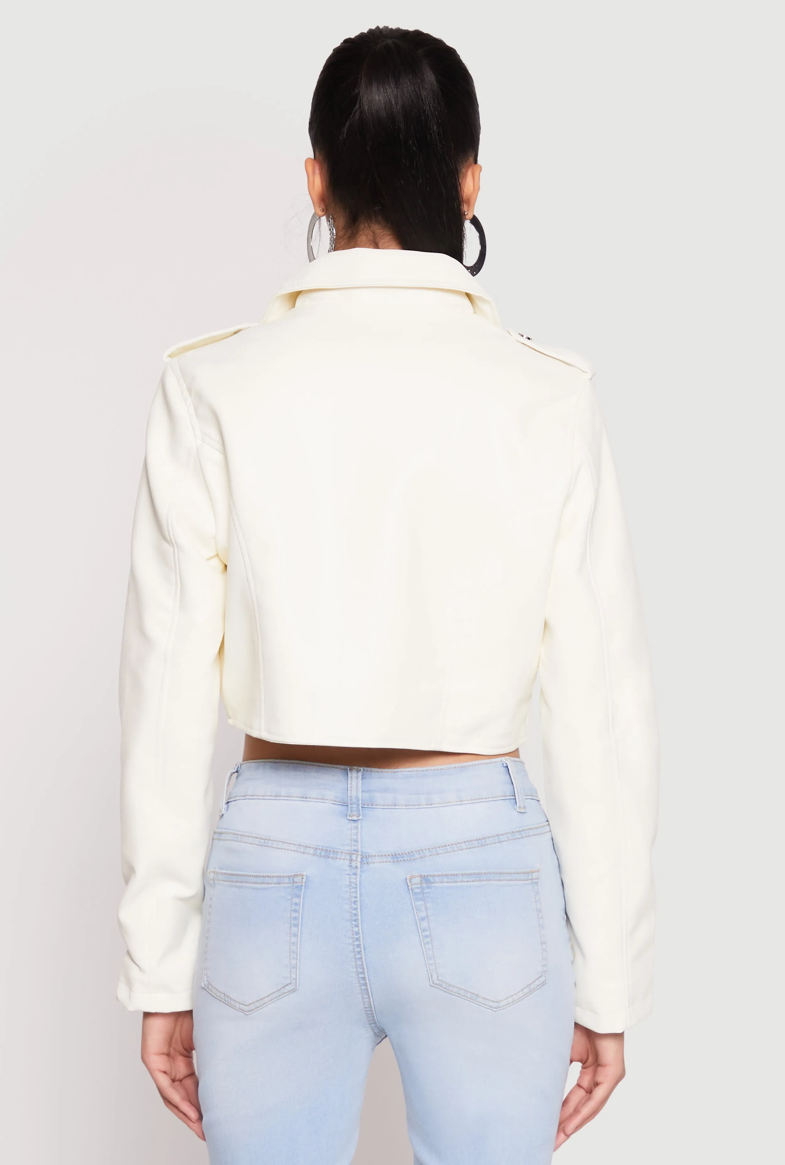 Daisy Faux Leather Cropped Moto Jacket sold by Rainbow product image thumbnail 5