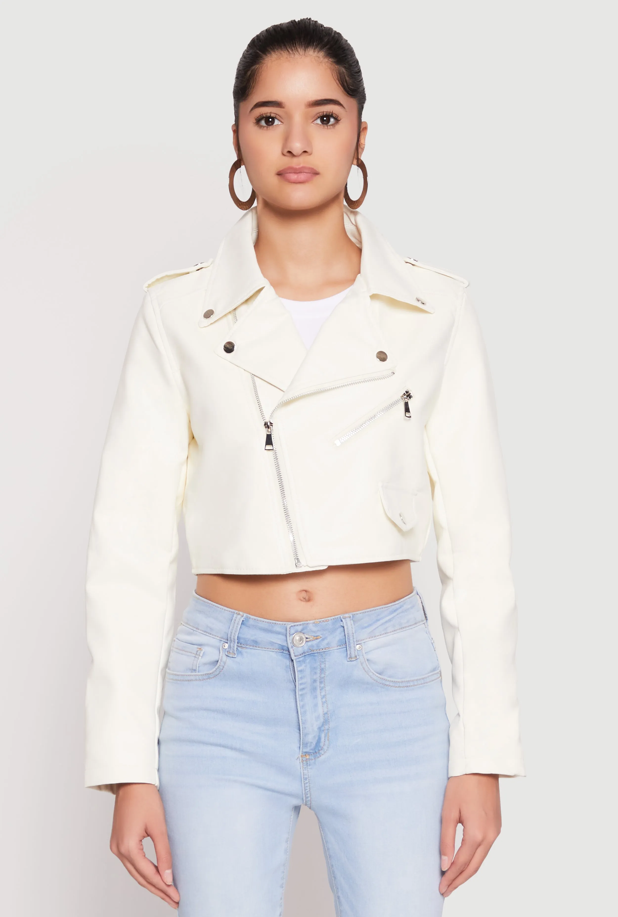 Daisy Faux Leather Cropped Moto Jacket sold by Rainbow product image thumbnail 2
