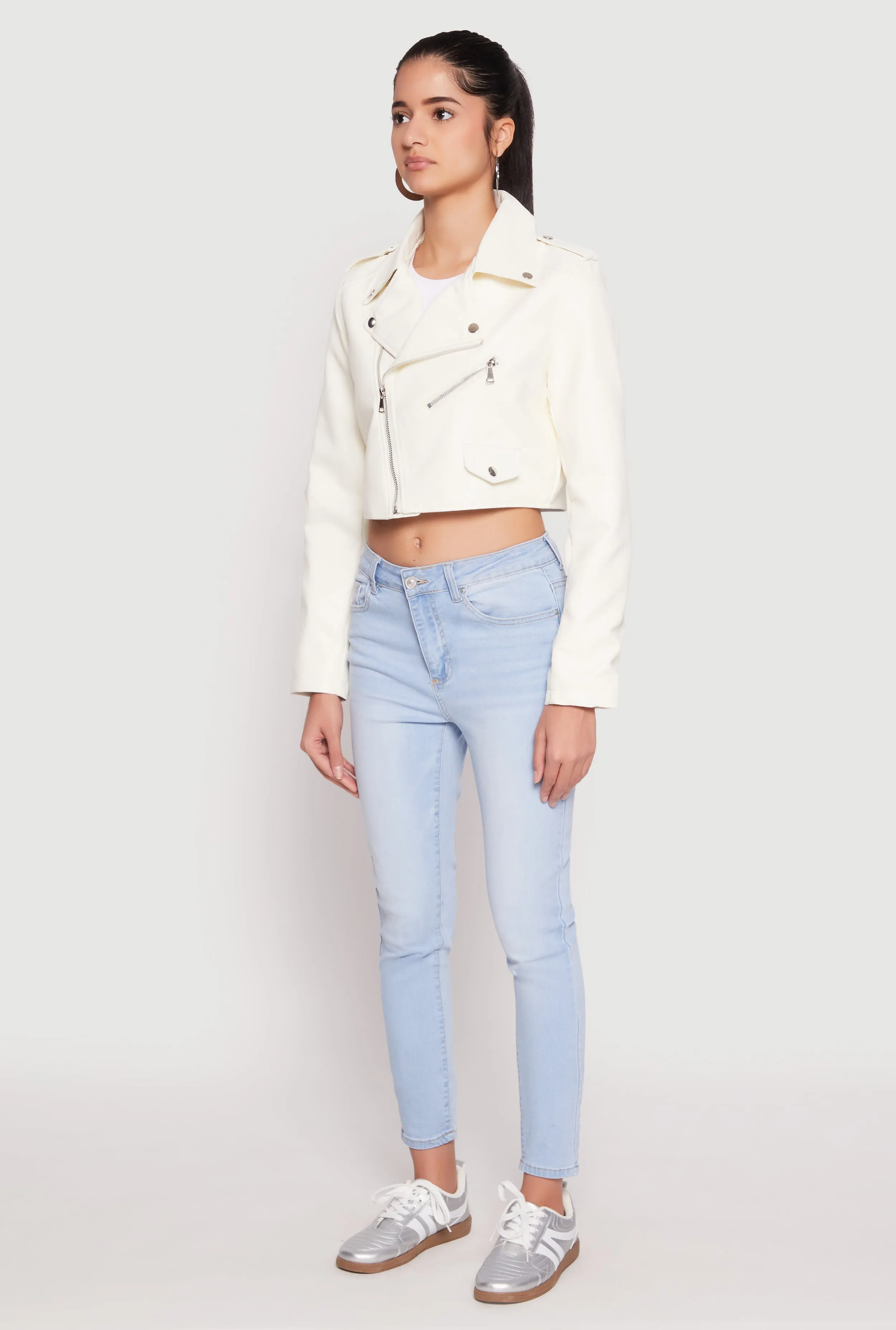 Daisy Faux Leather Cropped Moto Jacket sold by Rainbow product image thumbnail 3