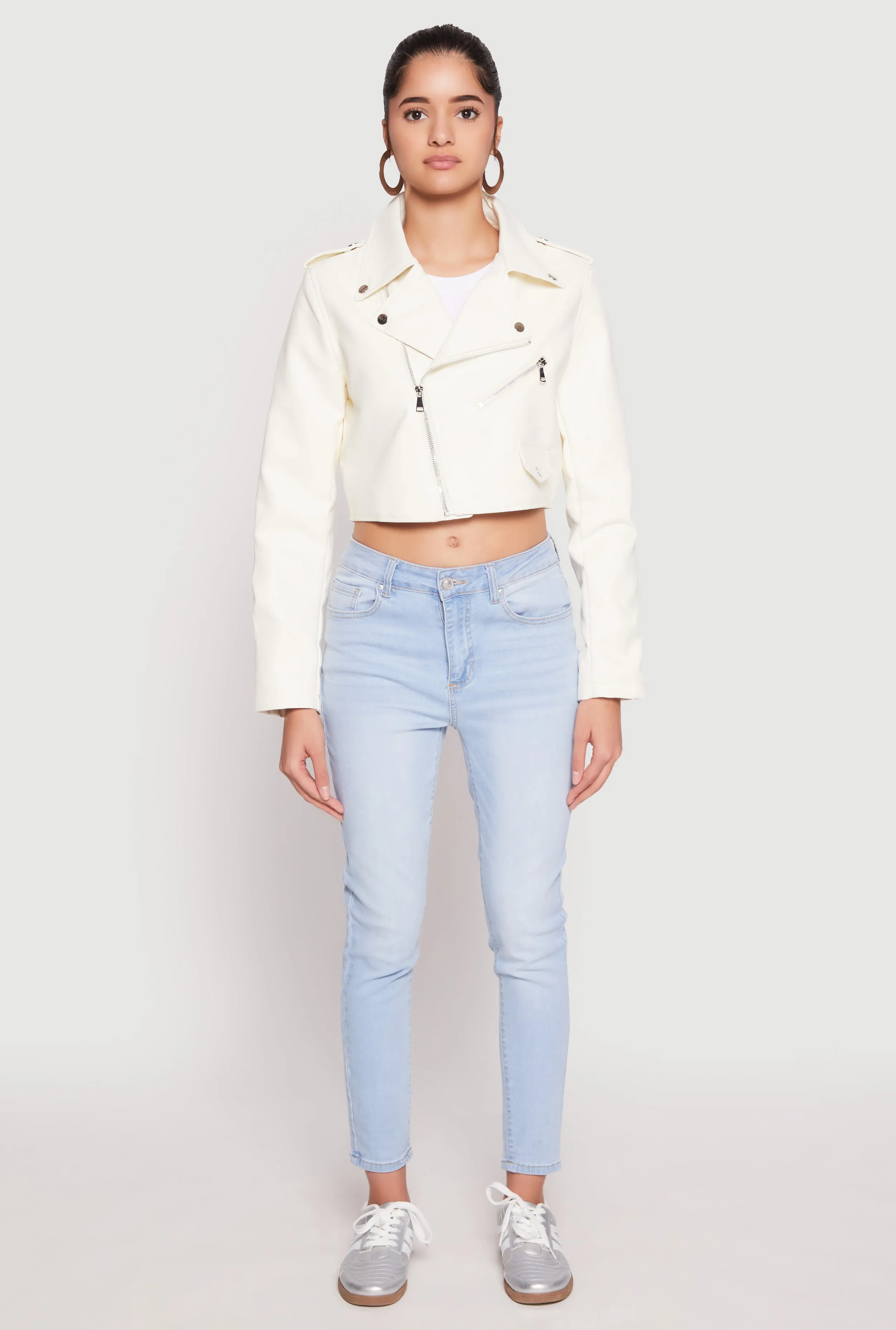 Daisy Faux Leather Cropped Moto Jacket sold by Rainbow