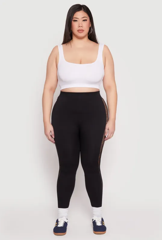 Plus Size Seamless Cut Out Side Leggings sold by Rainbow
