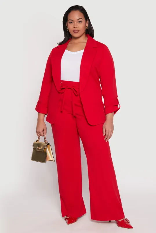 Plus Size Crepe Knit Belted Front Dress Pants sold by Rainbow