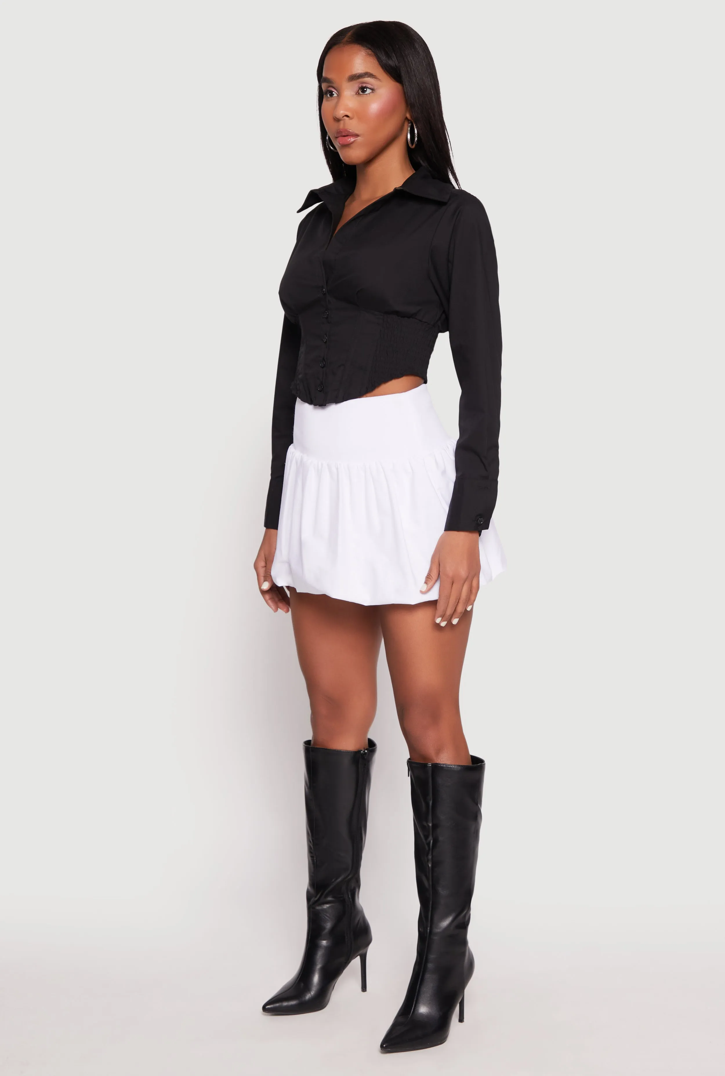 Smocked Waist Button Front Blouse sold by Rainbow product image thumbnail 3