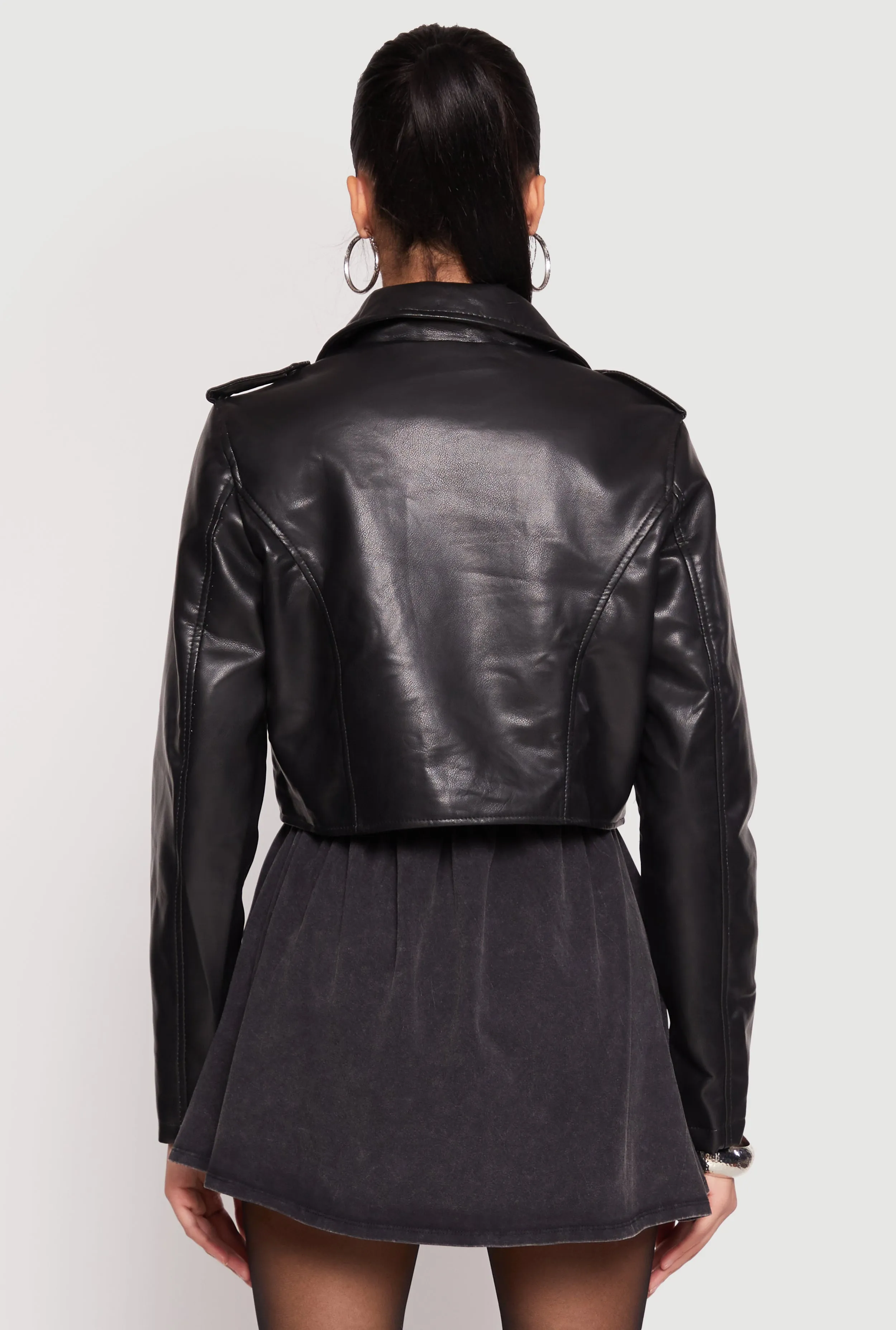 Daisy Faux Leather Cropped Moto Jacket sold by Rainbow product image thumbnail 5
