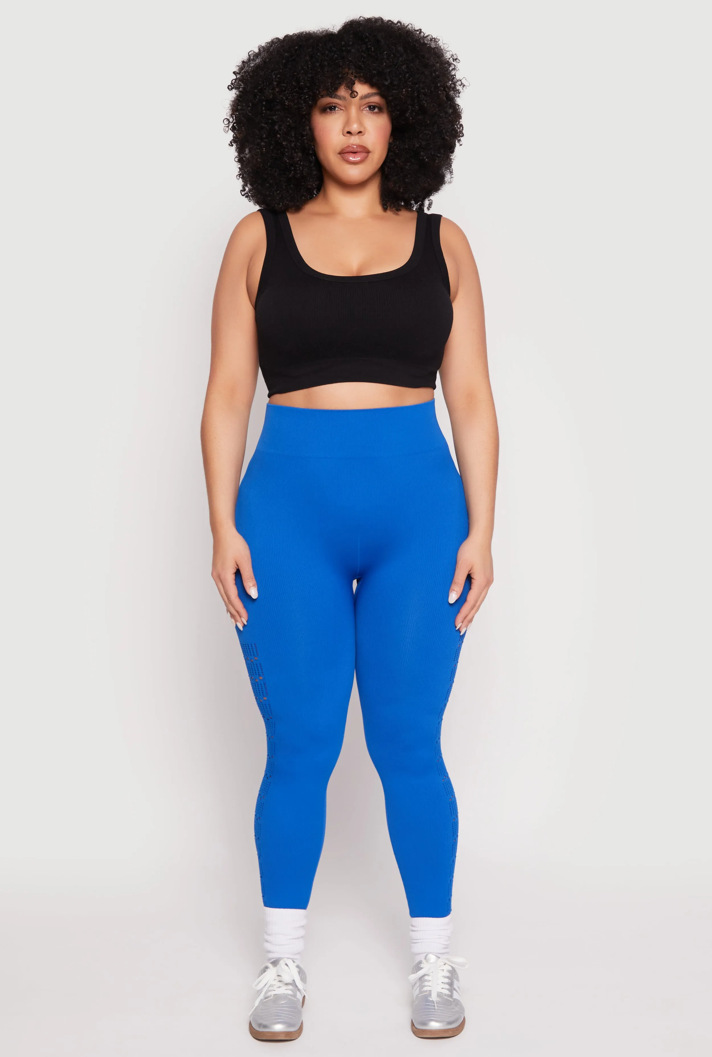 Plus Size Side Laser Cut Seamless Leggings sold by Rainbow