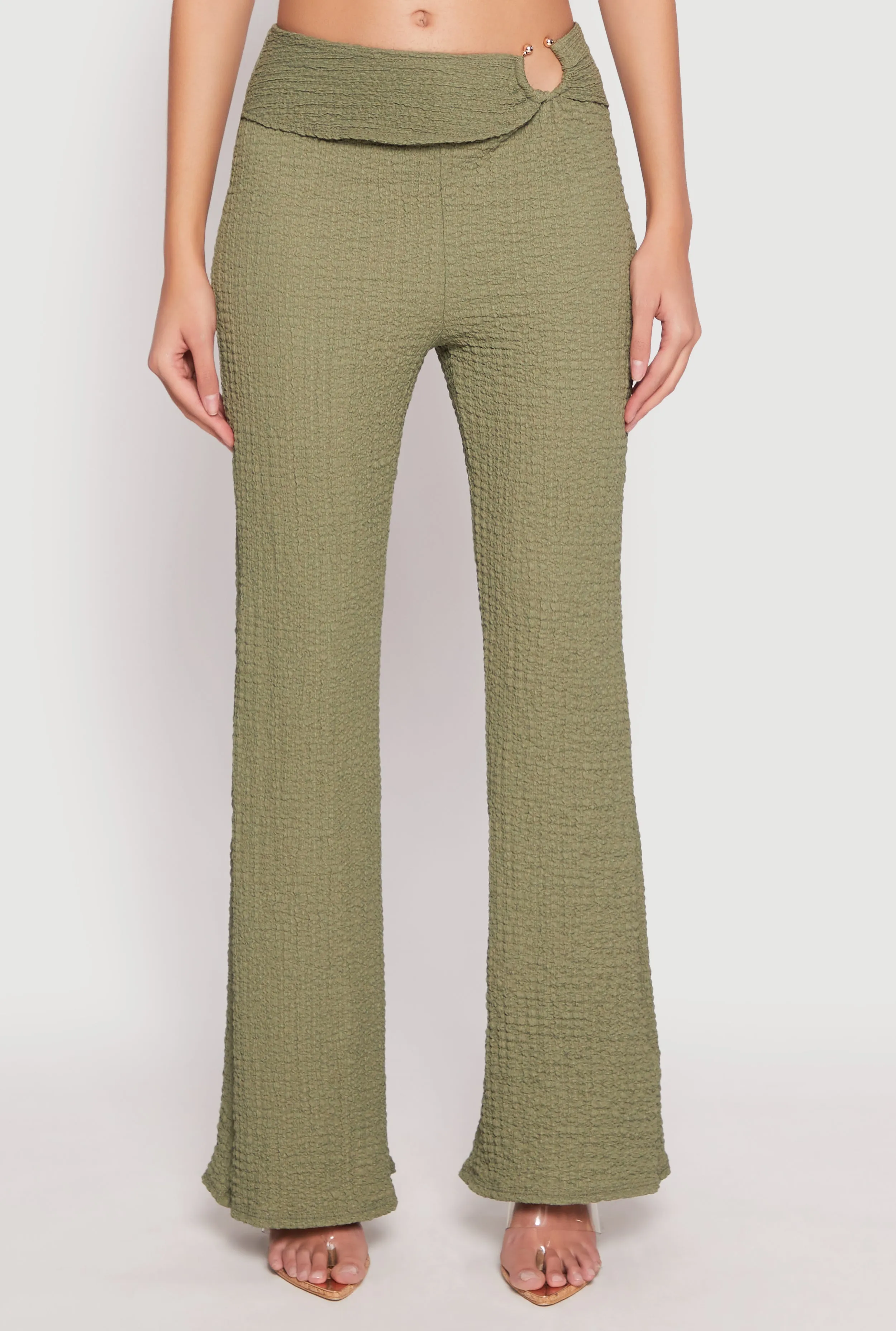 Textured Knit O Ring Waist Flare Pants sold by Rainbow product image thumbnail 2