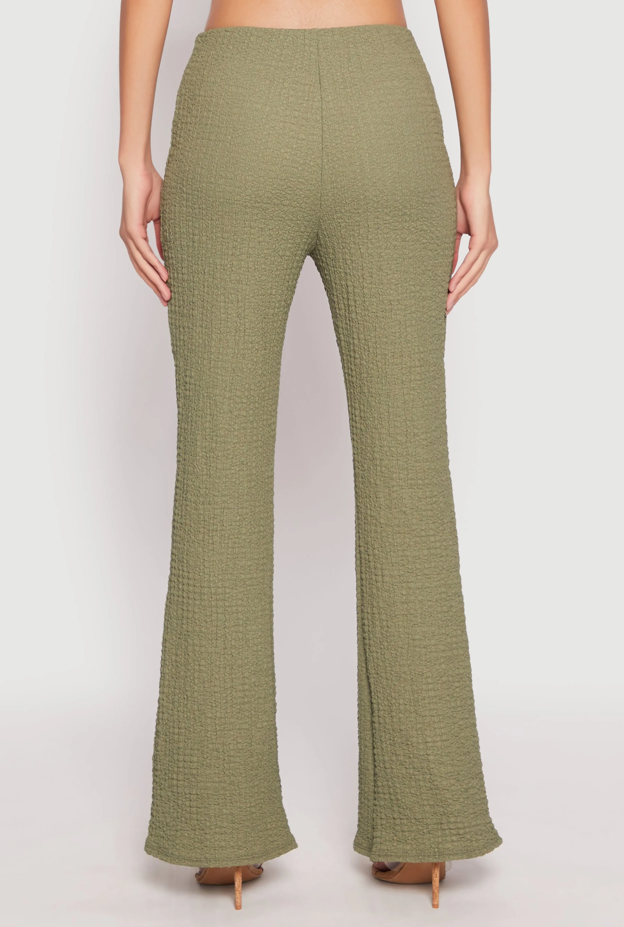 Textured Knit O Ring Waist Flare Pants sold by Rainbow product image thumbnail 3