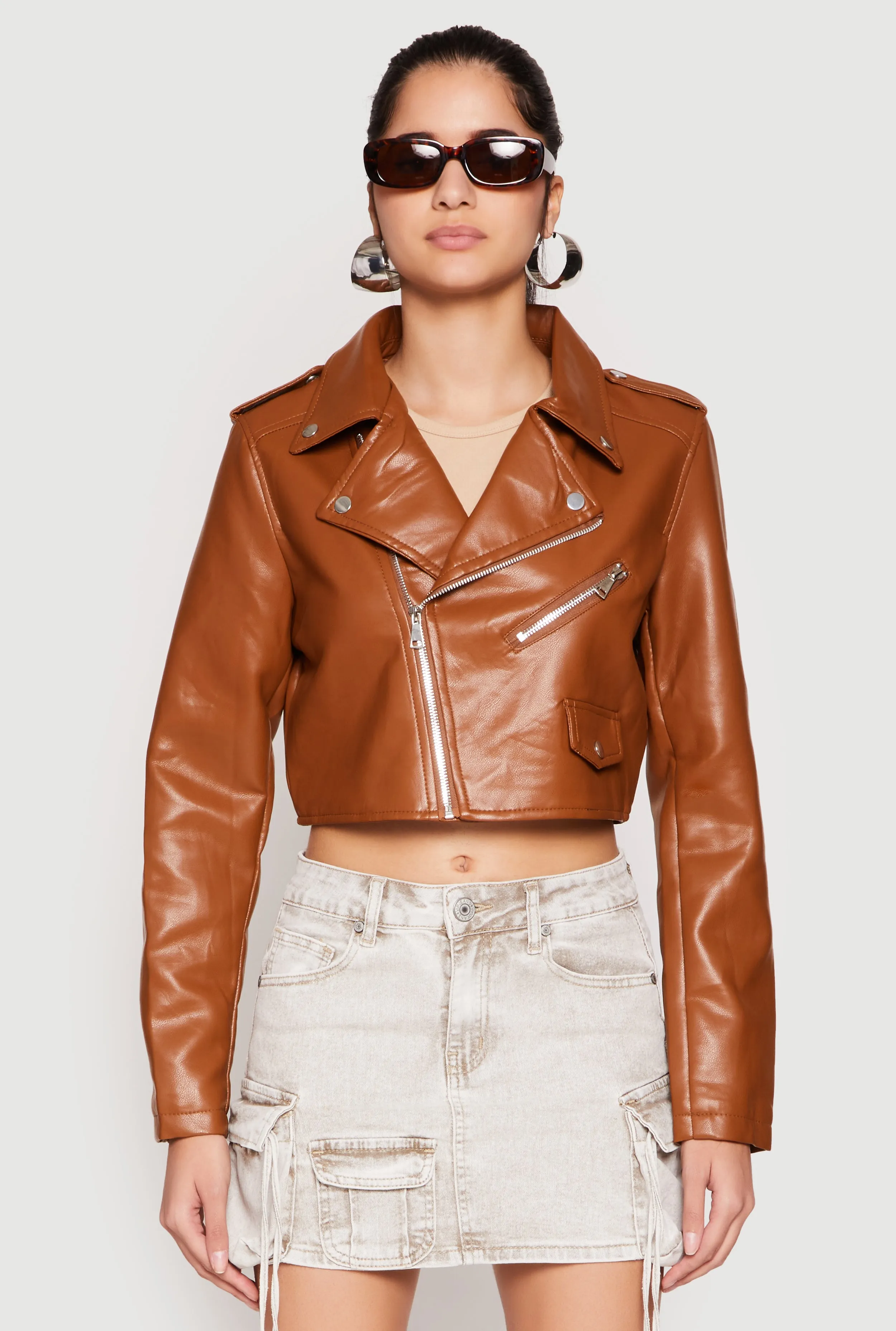 Daisy Faux Leather Cropped Moto Jacket sold by Rainbow product image thumbnail 2