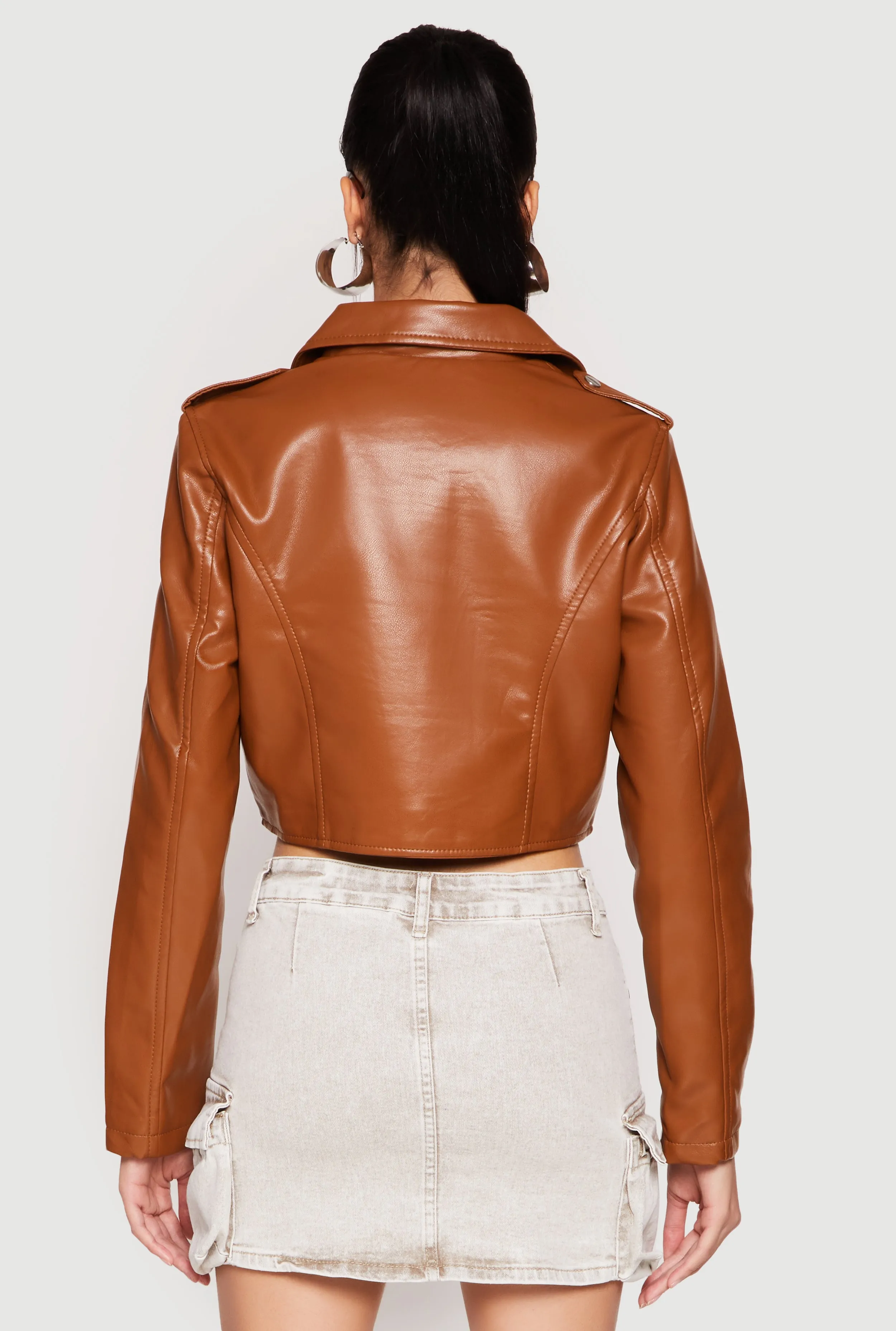 Daisy Faux Leather Cropped Moto Jacket sold by Rainbow product image thumbnail 5