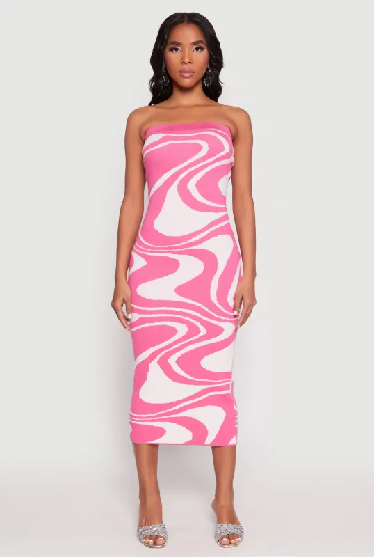 Swirl Print Zip Back Tube Dress sold by Rainbow