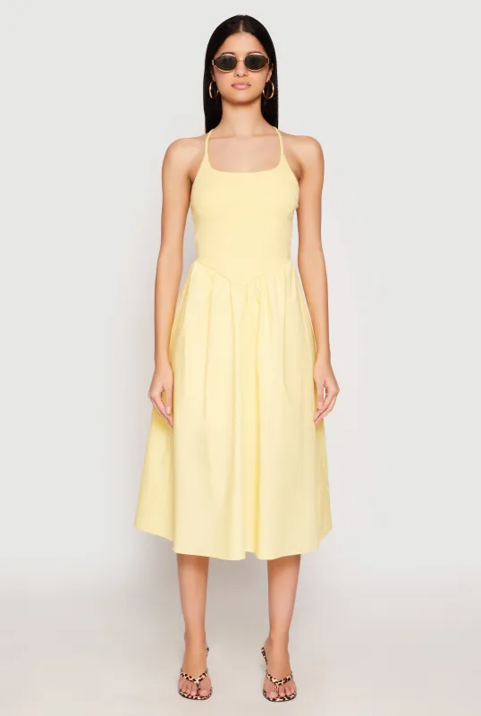 Almost Famous Sleeveless Empire Waist Midi Dress sold by Rainbow
