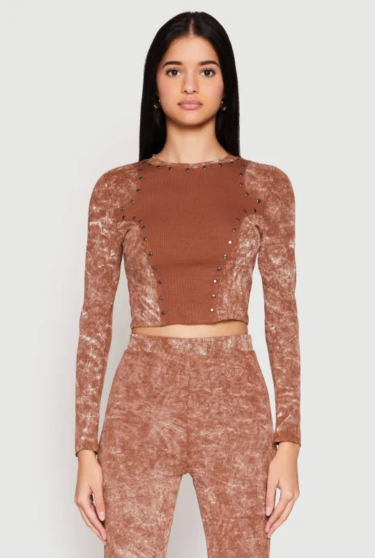 Mineral Wash Studded Crop Top sold by Rainbow