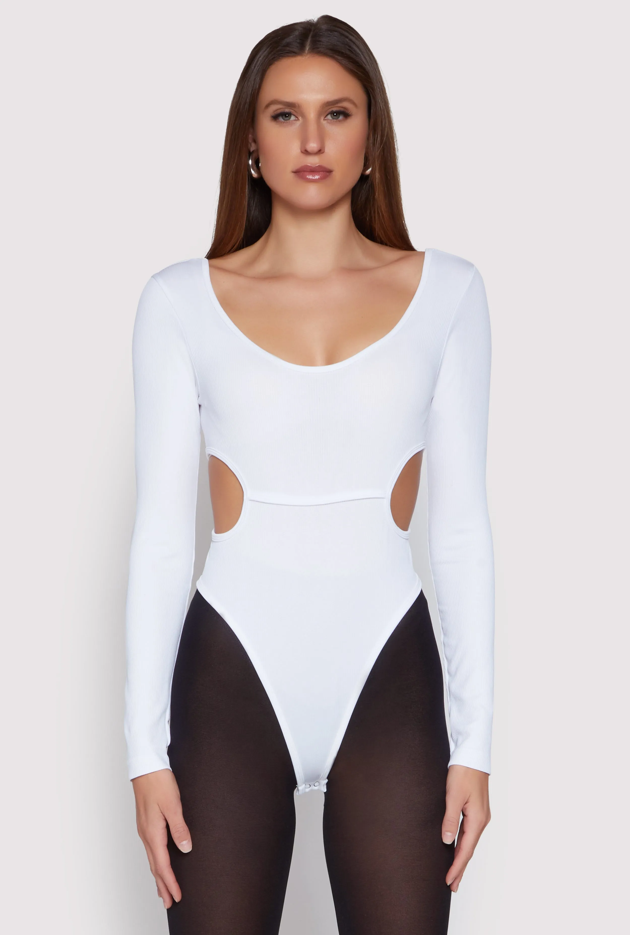 Solid Cut Out Detail Long Sleeve Bodysuit sold by Rainbow product image thumbnail 2