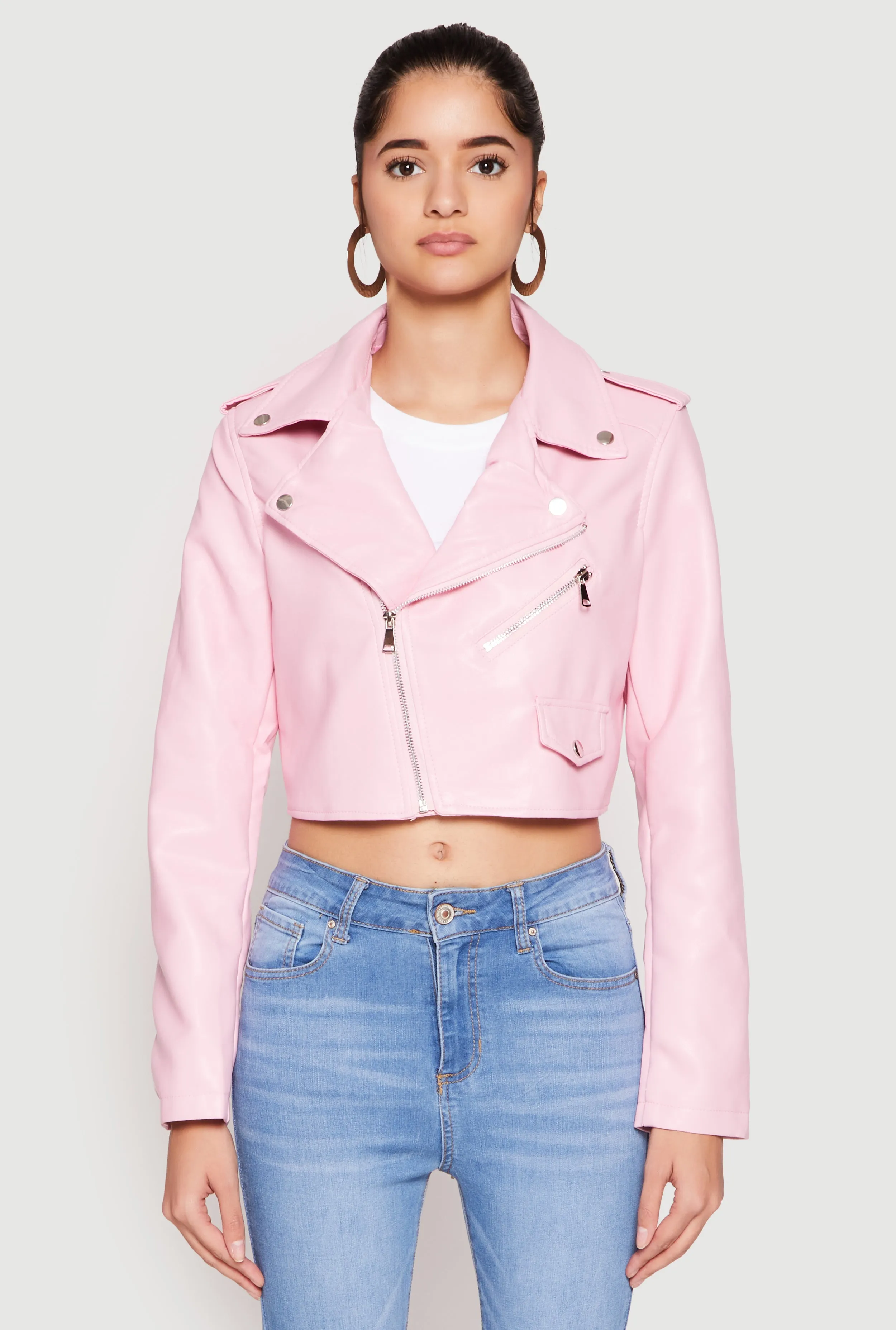 Daisy Faux Leather Cropped Moto Jacket sold by Rainbow product image thumbnail 2