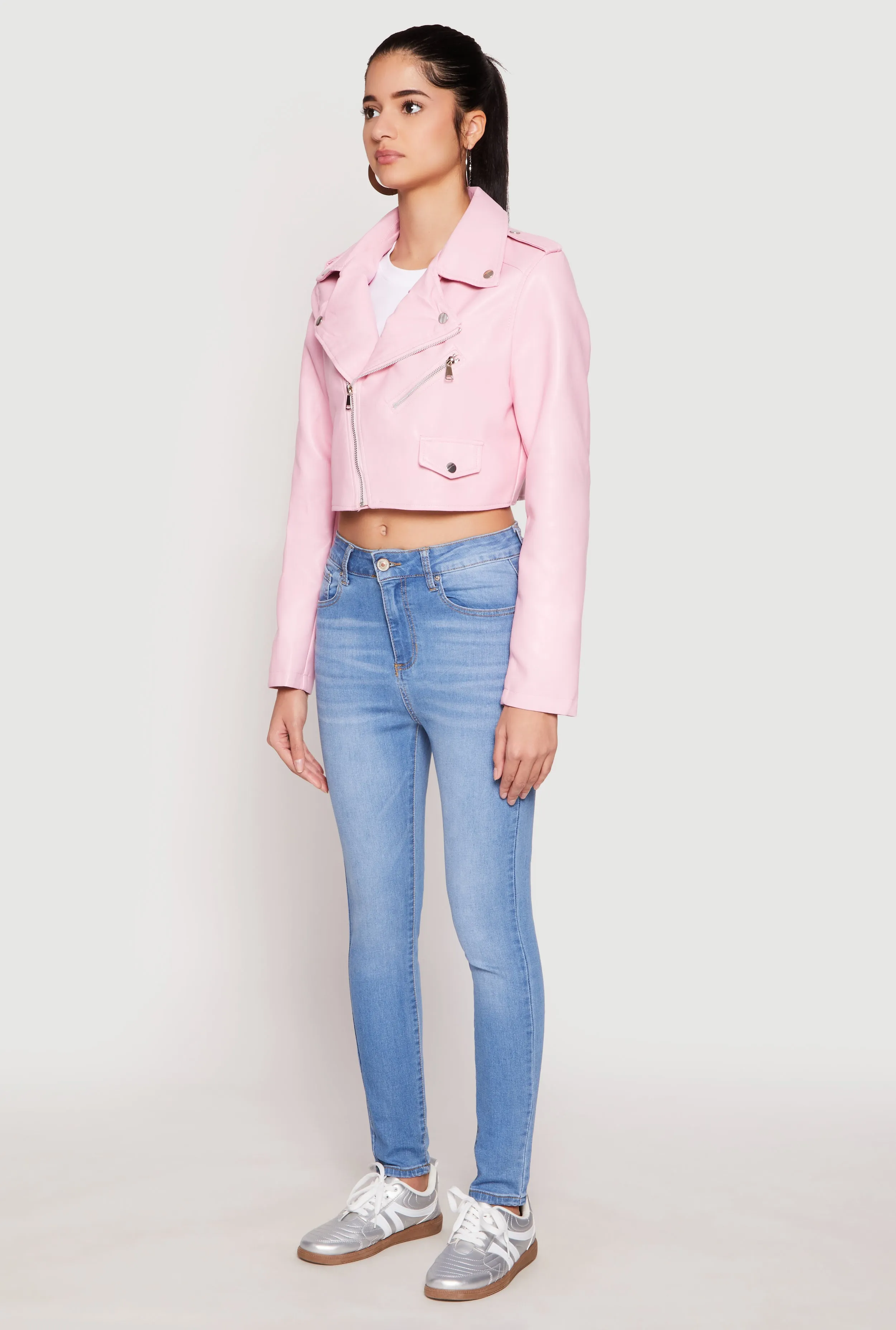 Daisy Faux Leather Cropped Moto Jacket sold by Rainbow product image thumbnail 3