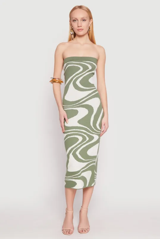 Swirl Print Zip Back Tube Dress sold by Rainbow