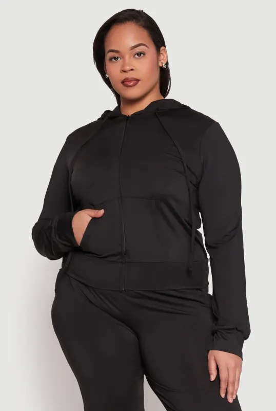 Plus Size Daisy Zip Front Hooded Sweatshirt sold by Rainbow