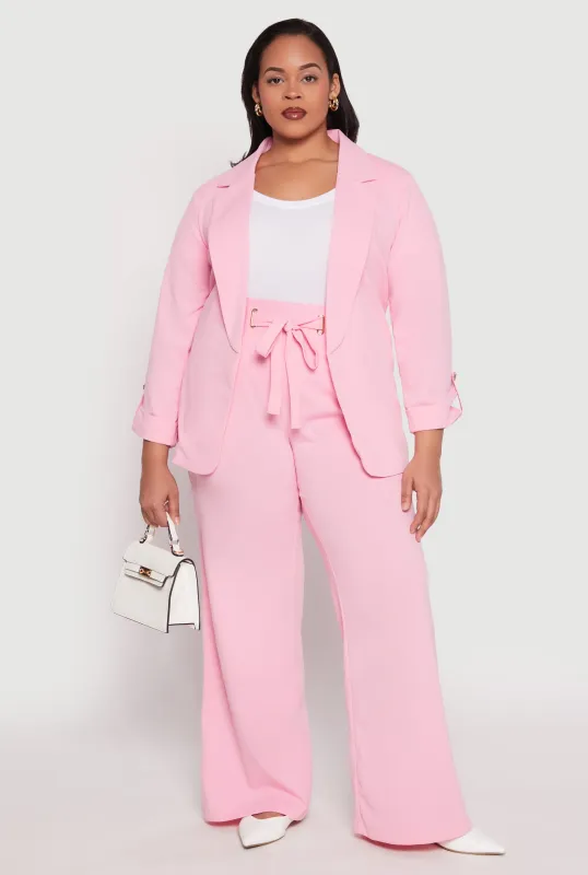 Plus Size Crepe Knit Belted Front Dress Pants sold by Rainbow