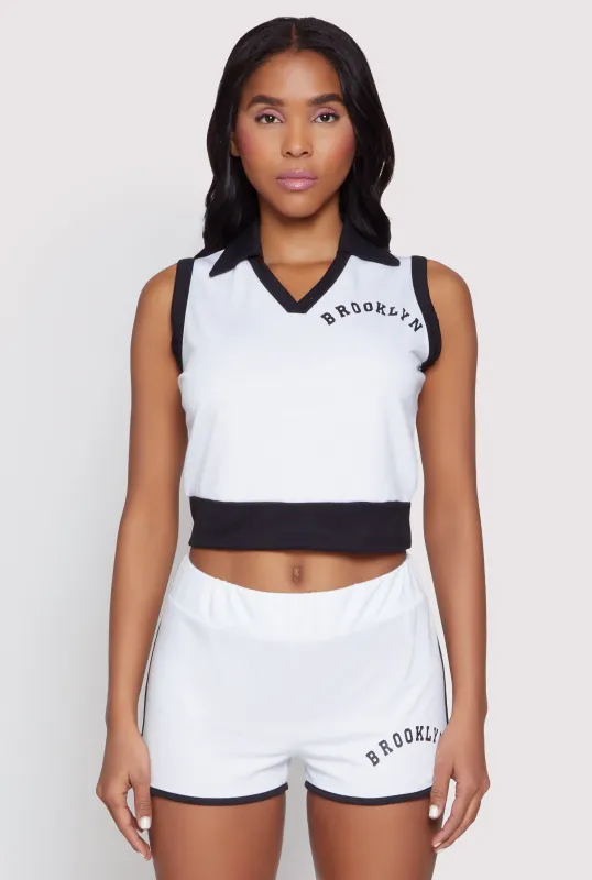 Brooklyn Sleeveless Johnny Collar Top sold by Rainbow