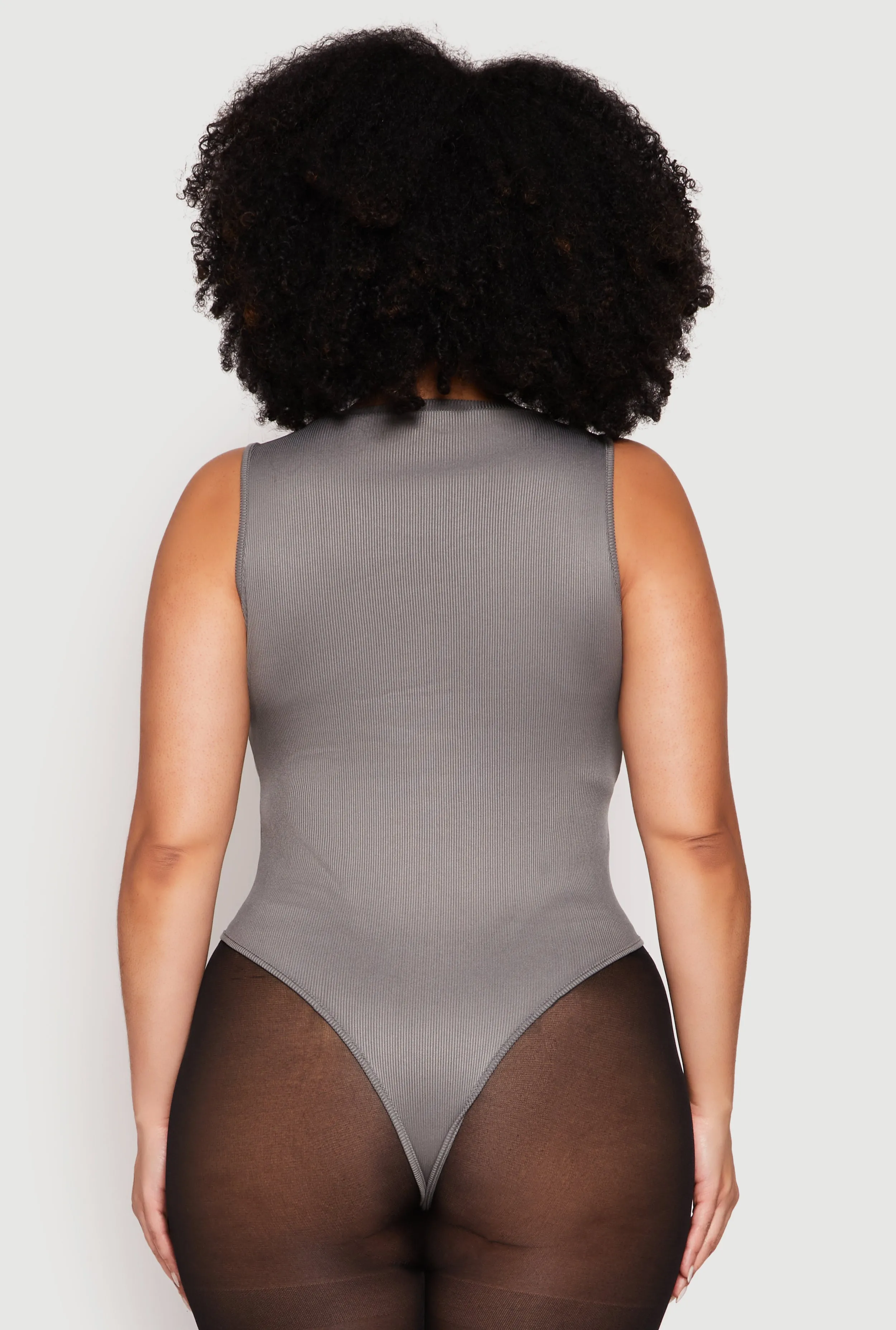 Plus Size Daisy Ribbed Knit Tank Thong Bodysuit sold by Rainbow product image thumbnail 5