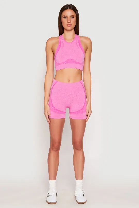 Seamless Contrast Detail Biker Shorts sold by Rainbow