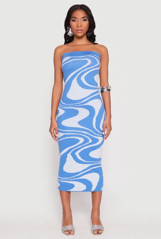 Swirl Print Zip Back Tube Dress sold by Rainbow