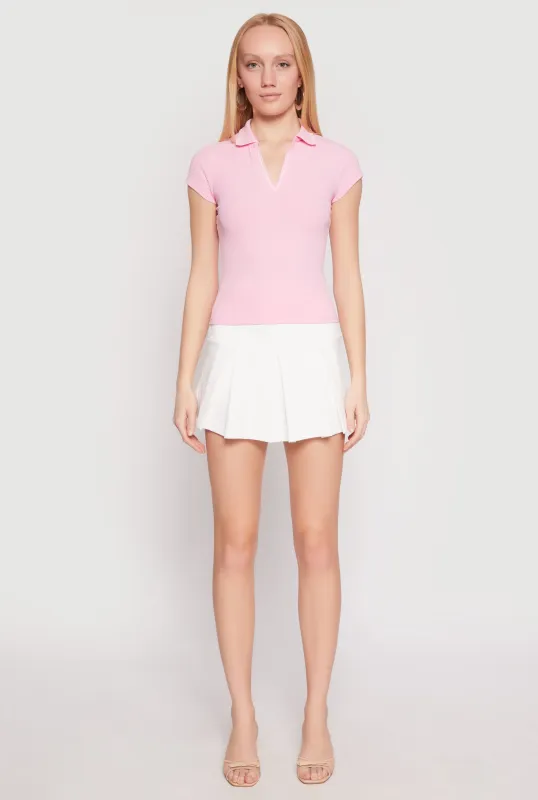 Iris Rib Knit Contrast Trim V Neck Polo Shirt sold by Rainbow