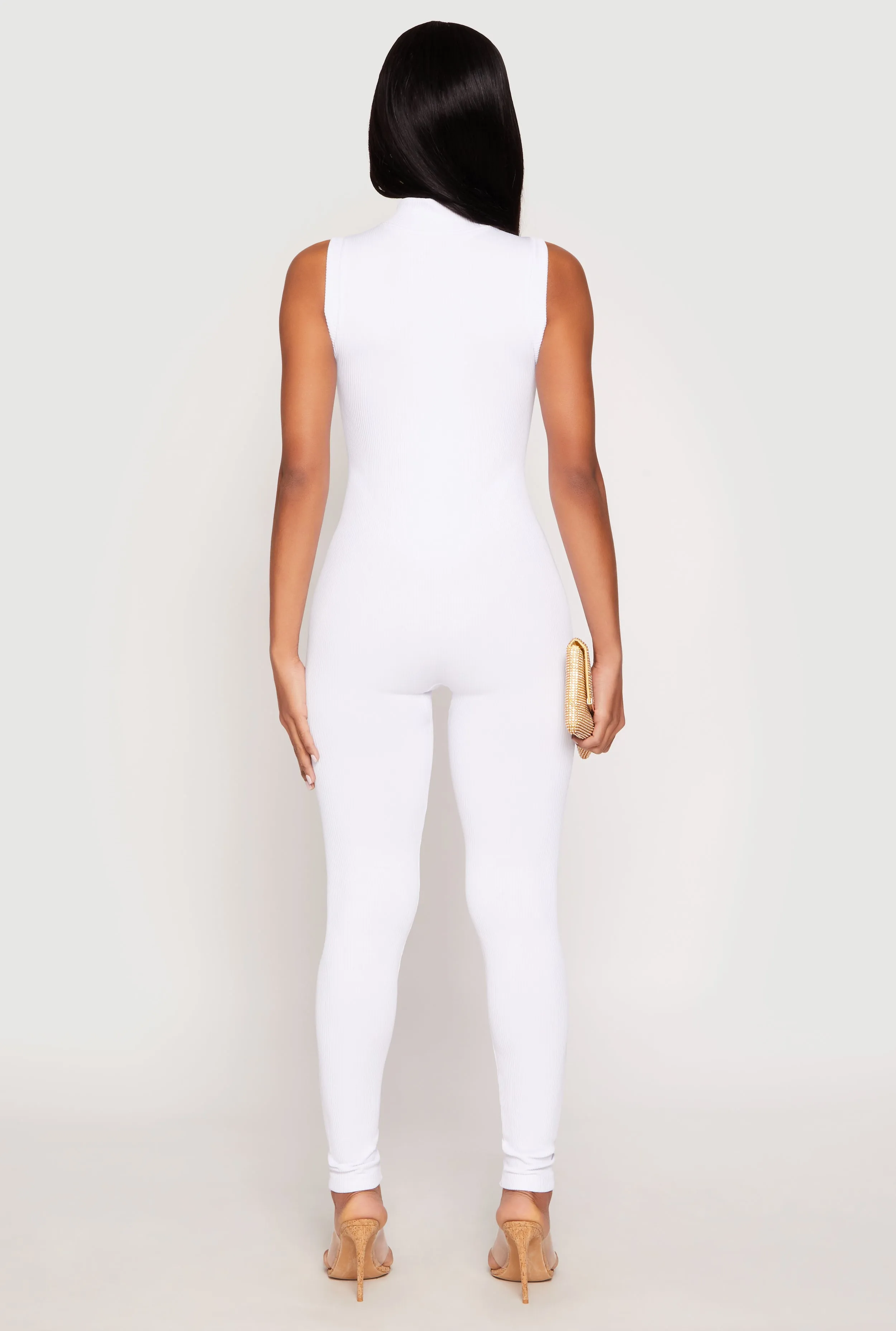 Ribbed Knit Sleeveless Half Zip Catsuit sold by Rainbow product image thumbnail 5
