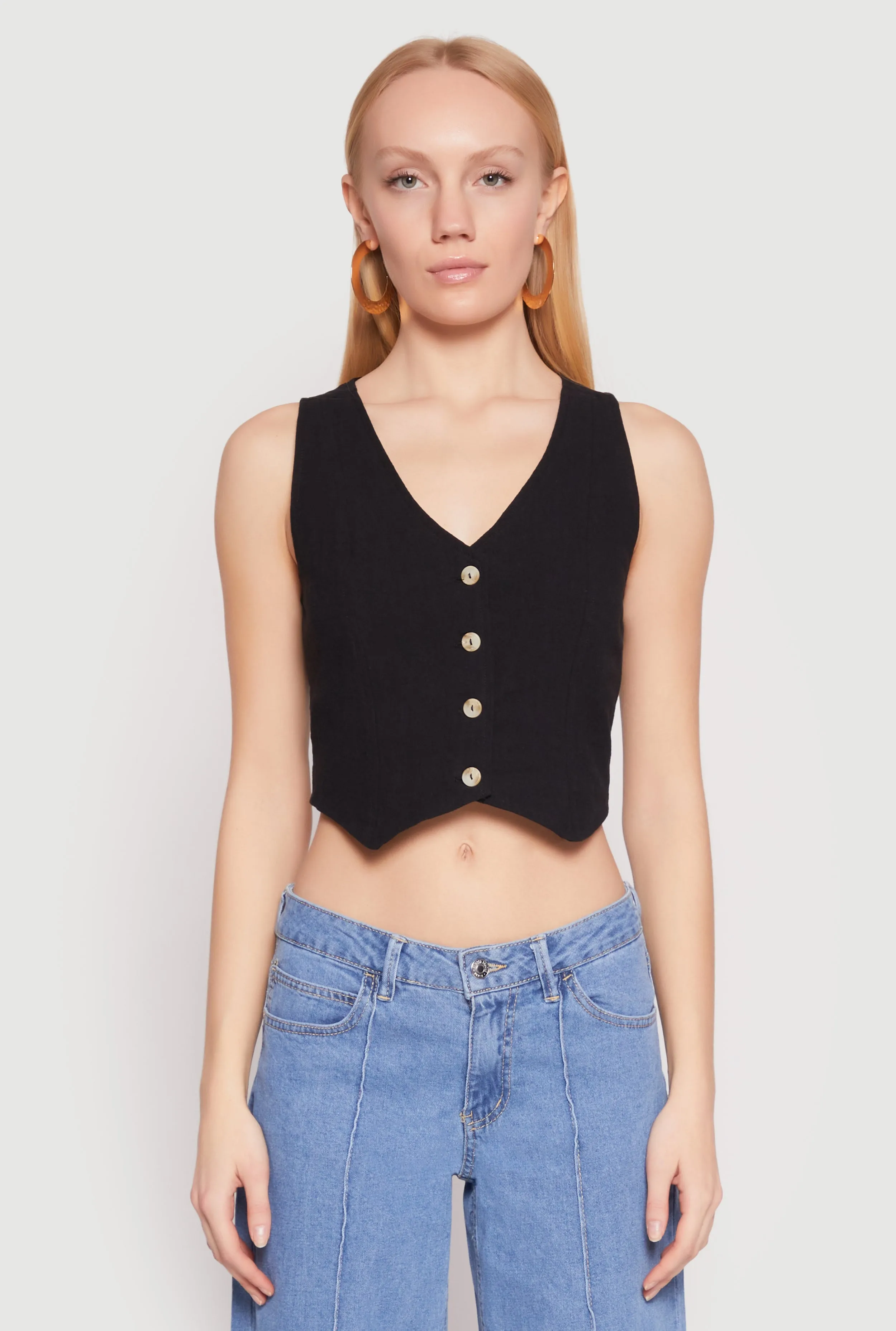 Button Front Cropped Vest sold by Rainbow product image thumbnail 2